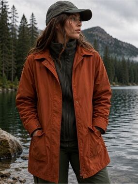 L.L. Bean Rust Barn Coat Women’s Medium Plaid Lined Gorpcore Utility Jacket